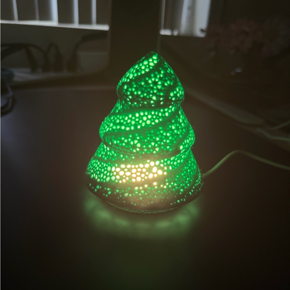 Green Ceramic Christmas Tree LED Lamp